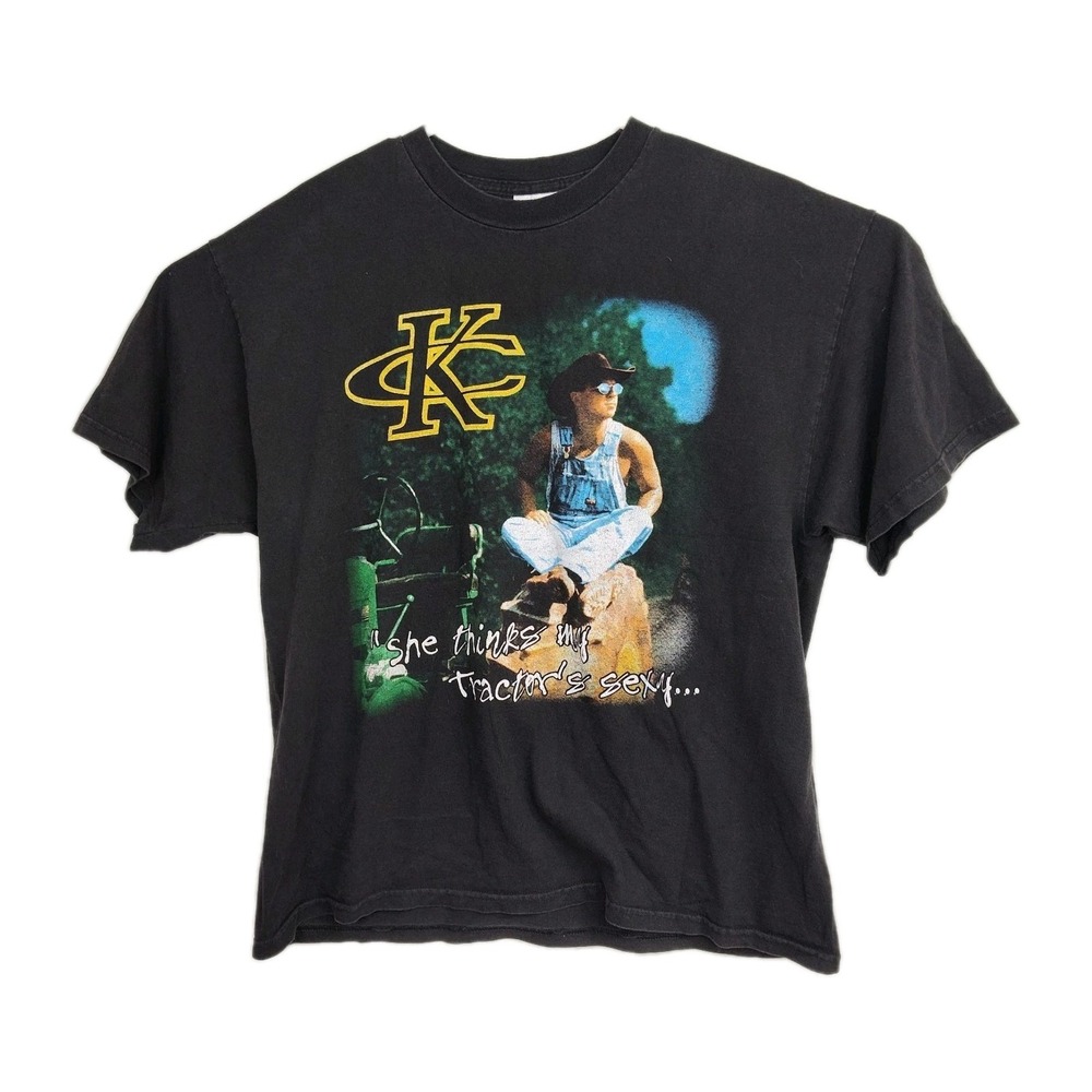 M & O Knits Kenny Chesney T-Shirt Men's XL Black Graphic Print Front & Back